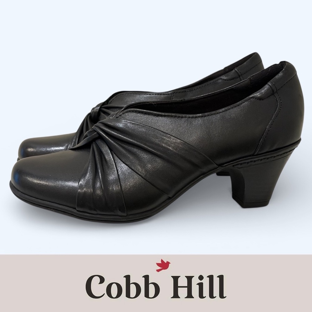 Cobb Hill by New Balance Stacey Black Leather Heels, Size 9W,‎ MSRP $129